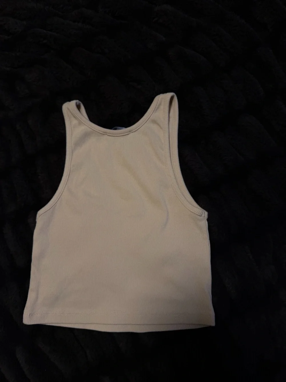 Zara Beige Ribbed Cropped Tank - Picture 3 of 3